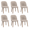 BUN/CLA001/93869 Set of 6 Beige Upholstered Dining Chairs - Claudia