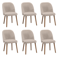 Set of 6 Beige Upholstered Dining Chairs - Claudia Set of 6 Beige Upholstered Dining Chairs - Claudia