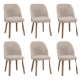 Set of 6 Beige Upholstered Dining Chairs - Claudia