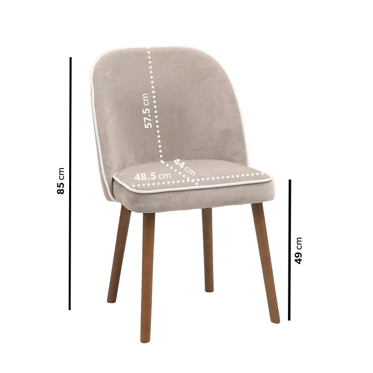 Set of 4 Beige Upholstered Dining Chairs - Claudia