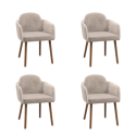 BUN/CLA002/93870 Set of 4 Beige Upholstered Carver Dining Chairs - Claudia