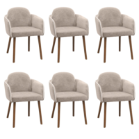 Set of 6 Beige Upholstered Carver Dining Chairs - Claudia Set of 6 Beige Upholstered Carver Dining Chairs - Claudia