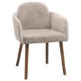 Set of 4 Taupe Chenille Carver Dining Chairs with Contrast Piped Detail - Claudia