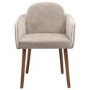 Set of 4 Taupe Chenille Carver Dining Chairs with Contrast Piped Detail - Claudia