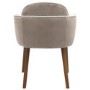 Set of 4 Taupe Chenille Carver Dining Chairs with Contrast Piped Detail - Claudia
