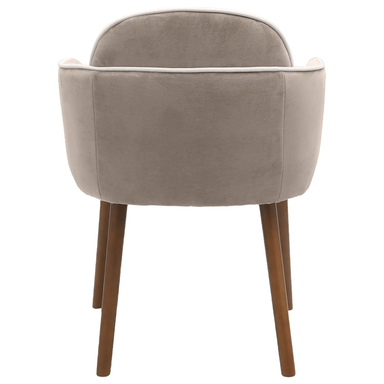 Set of 4 Taupe Chenille Carver Dining Chairs with Contrast Piped Detail - Claudia