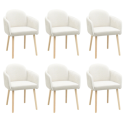 BUN/CLA003/93873 Set of 6 Beige Boucle Carver Dining Chairs - Claudia