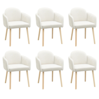 Set of 6 Beige Boucle Carver Dining Chairs - Claudia Set of 6 Beige Boucle Carver Dining Chairs - Claudia