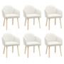 Set of 6 Beige Boucle Carver Dining Chairs - Claudia