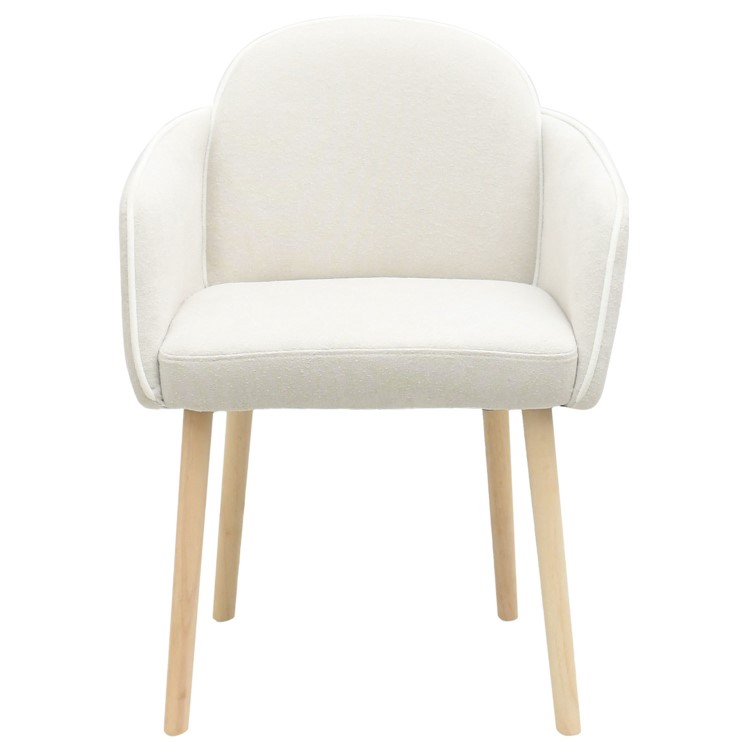 Set of 6 Beige Boucle Carver Dining Chairs - Claudia