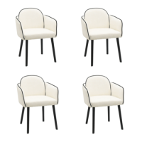 Set of 4 Cream Upholstered Carver Dining Chairs - Claudia Set of 4 Cream Upholstered Carver Dining Chairs - Claudia