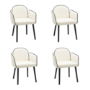 Set of 4 Cream Upholstered Carver Dining Chairs - Claudia