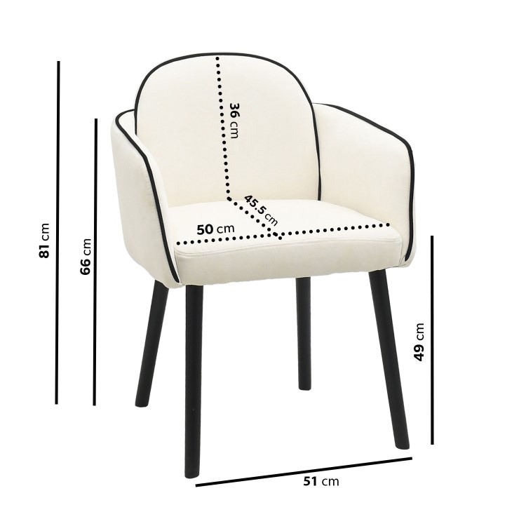 Set of 4 Cream Upholstered Carver Dining Chairs - Claudia