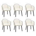 BUN/CLA004/93875 Set of 6 Cream Upholstered Carver Dining Chairs - Claudia
