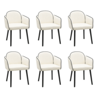 Set of 6 Cream Upholstered Carver Dining Chairs - Claudia Set of 6 Cream Upholstered Carver Dining Chairs - Claudia