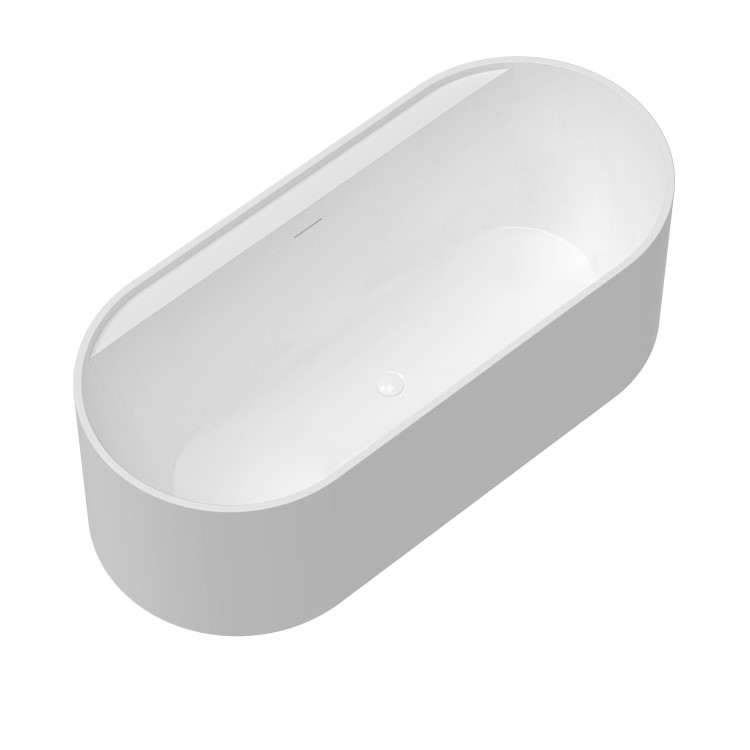 ALMOST PERFECT - Freestanding Double Ended Matt White 1700 x 765mm Bath with Ledge - Clara