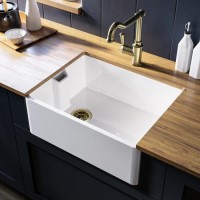 1 Bowl White Ceramic Undermount Kitchen Sink with Brushed Brass Kitchen Mixer Tap Set - Taylor & Moore 1 Bowl White Ceramic Undermount Kitchen Sink with Brushed Brass Kitchen Mixer Tap Set - Taylor & Moore