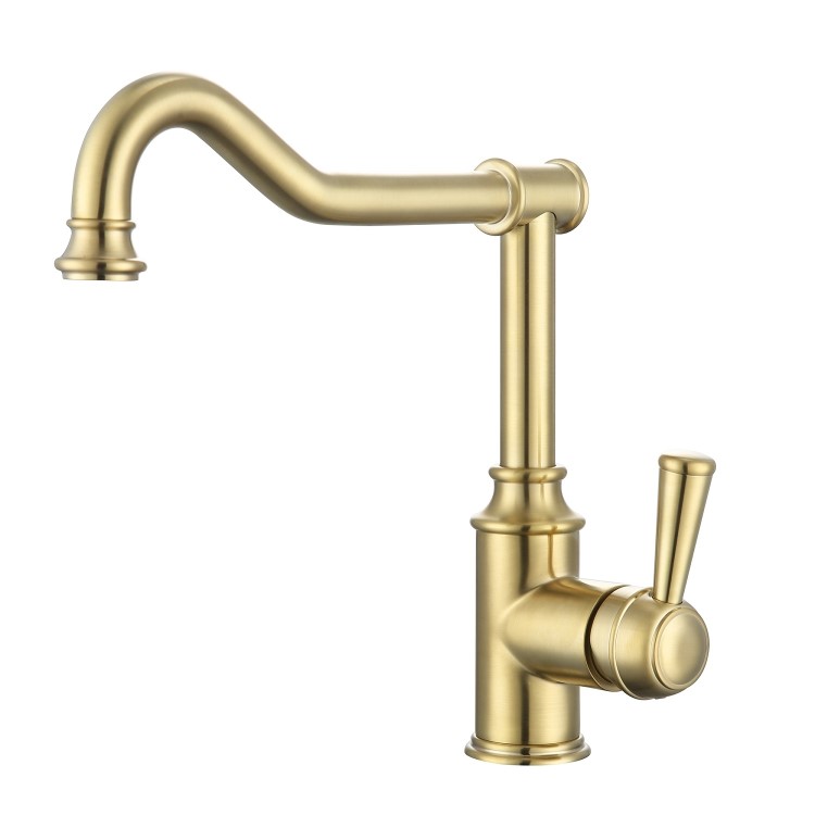 1 Bowl White Ceramic Undermount Kitchen Sink with Brushed Brass Kitchen Mixer Tap Set - Taylor & Moore