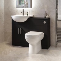 1060mm Black Toilet and Sink Unit with Round Toilet - Classic