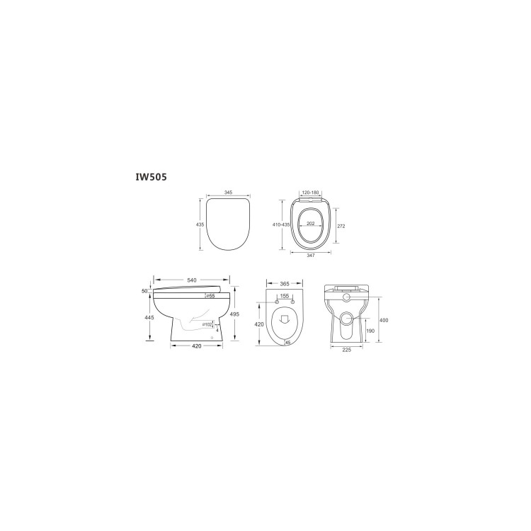 1060mm Black Toilet and Sink Unit with Round Toilet - Classic