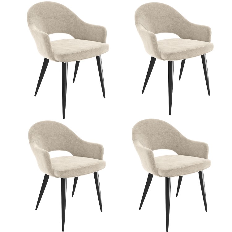 Set of 4 Beige Fabric Dining Armchairs - Colbie