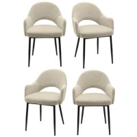 Set of 4 Beige Upholstered Dining Chairs - Colbie Set of 4 Beige Upholstered Dining Chairs - Colbie