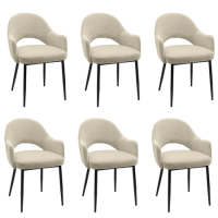 Set of 6 Beige Upholstered Dining Chairs - Colbie Set of 6 Beige Upholstered Dining Chairs - Colbie