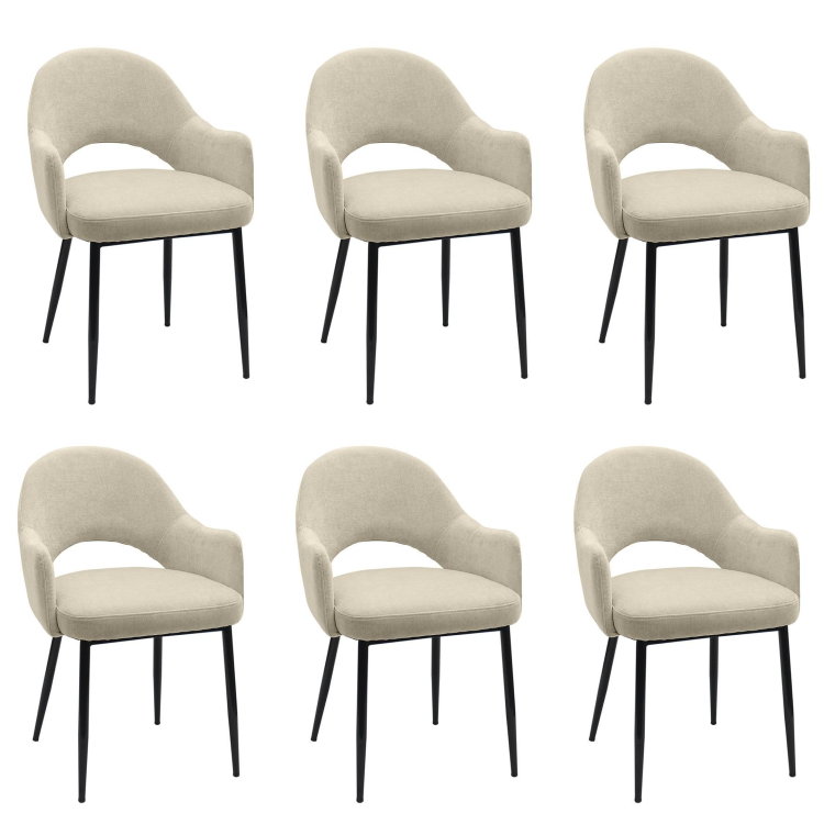 Set of 6 Beige Upholstered Dining Chairs - Colbie