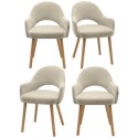 BUN/CLB015A/91252 Set of 4 Beige Upholstered Dining Chairs with Oak Legs - Colbie
