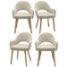 Set of 4 Beige Upholstered Dining Chairs with Oak Legs - Colbie