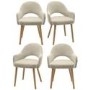 Set of 4 Beige Upholstered Dining Chairs with Oak Legs - Colbie