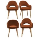 BUN/CLB020/91199 Set of 4 Burnt Orange Upholstered Dining Chairs with Oak Legs - Colbie