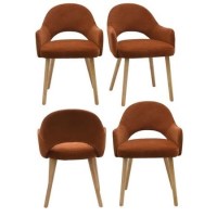 Set of 4 Burnt Orange Upholstered Dining Chairs with Oak Legs - Colbie Set of 4 Burnt Orange Upholstered Dining Chairs with Oak Legs - Colbie