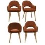 Set of 4 Burnt Orange Upholstered Dining Chairs with Oak Legs - Colbie