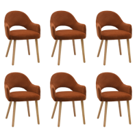 Set of 6 Burnt Orange Upholstered Dining Chairs with Oak Legs - Colbie Set of 6 Burnt Orange Upholstered Dining Chairs with Oak Legs - Colbie