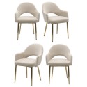 BUN/CLB022/92910 Set of 4 Beige Upholstered Dining Chairs with Gold Legs - Colbie