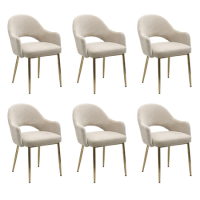Set of 6 Beige Upholstered Dining Chairs with Gold Legs - Colbie Set of 6 Beige Upholstered Dining Chairs with Gold Legs - Colbie