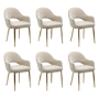 Set of 6 Beige Upholstered Dining Chairs with Gold Legs - Colbie