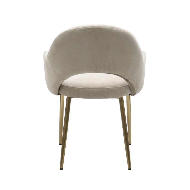 Set of 2 Beige Upholstered Dining Chairs with Gold Legs - Colbie