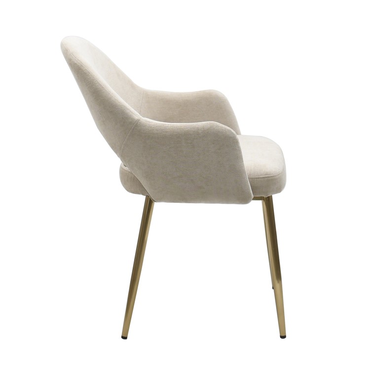 Set of 6 Beige Upholstered Dining Chairs with Gold Legs - Colbie