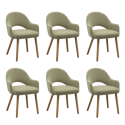 BUN/CLB023/98056 Set of 6 Sage Green Velvet Dining Chairs with Oak Legs - Colbie