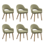 Set of 6 Sage Green Velvet Dining Chairs with Oak Legs - Colbie