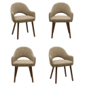 BUN/CLB024/98057 Set of 4 Beige Faux Leather Dining Chairs with Walnut Legs - Colbie