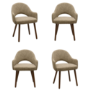 Set of 4 Beige Faux Leather Dining Chairs with Walnut Legs - Colbie