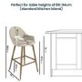 Set of 3 Oak and Beige Upholstered Kitchen Stools with Back - Colbie