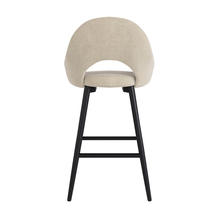 Set of 2 Black and Beige Upholstered Kitchen Stools with Back - Colbie