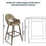 Set of 3 Walnut and Beige Faux Leather Kitchen Stools with Back - Colbie
