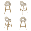 BUN/CLB029S/99525 Set of 4 Gold and Beige Upholstered Kitchen Stools with Back - Colbie