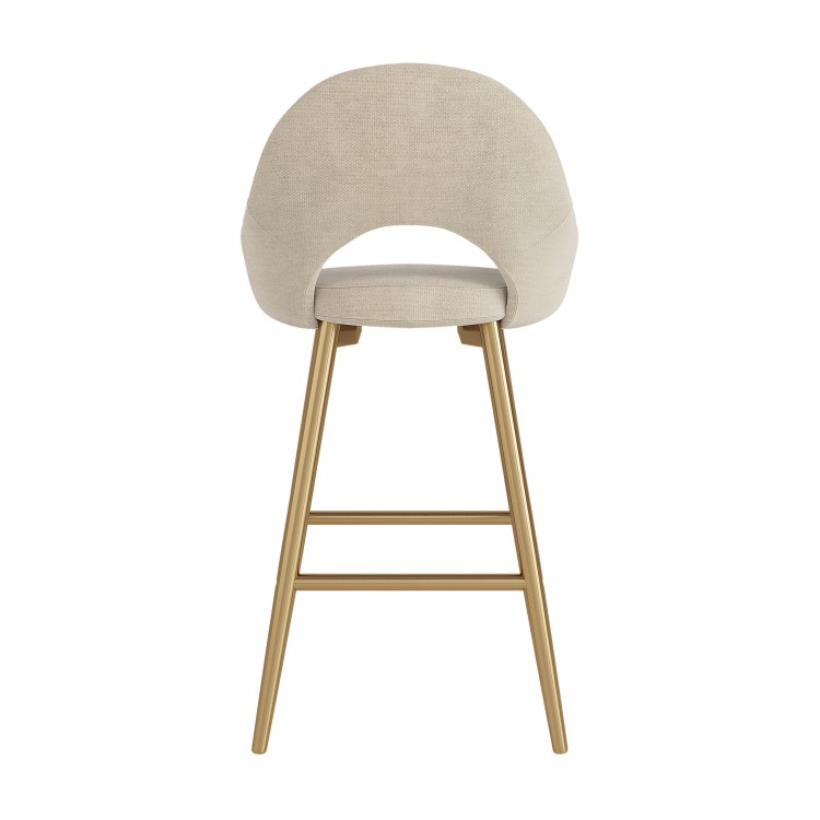 Set of 2 Gold and Beige Upholstered Kitchen Stools with Back - Colbie