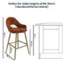 Set of 2 Oak and Burnt Orange Upholstered Kitchen Stools with Back - Colbie